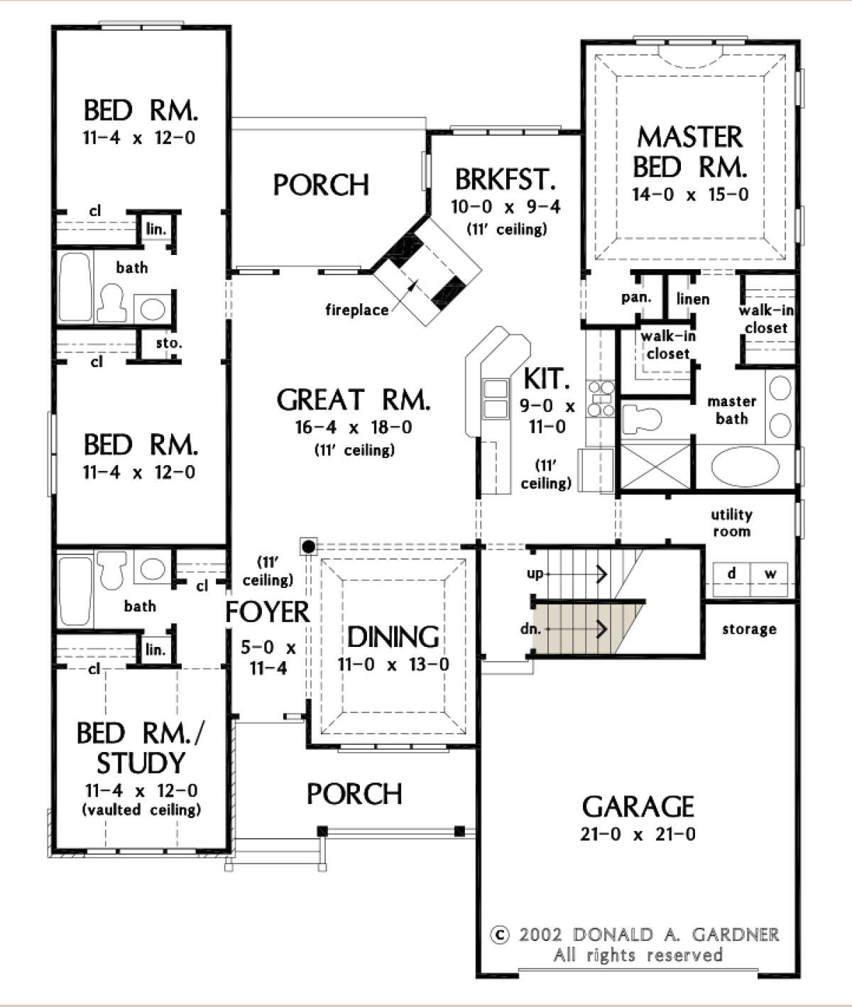 Main Floor w/ Basement Stair Location for House Plan #2865-00154