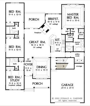 Main Floor w/ Basement Stair Location for House Plan #2865-00154