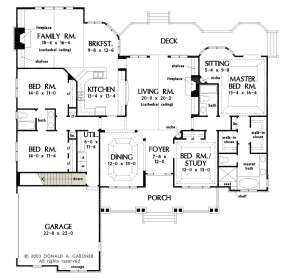 Main Floor w/ Basement Stairs Location for House Plan #2865-00155
