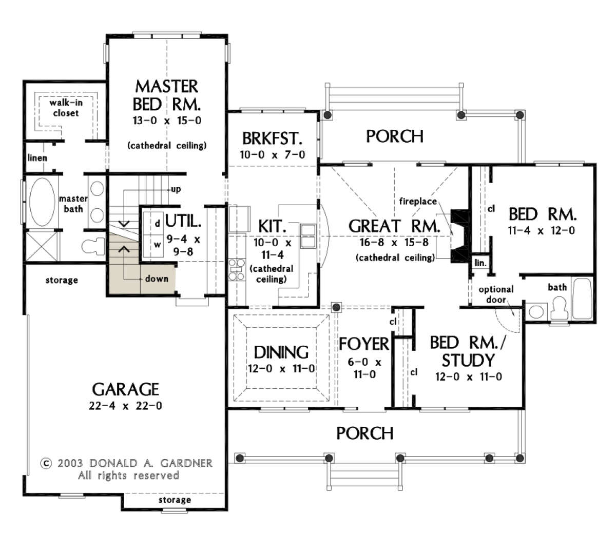 Main Floor w/ Basement Stair Location for House Plan #2865-00158