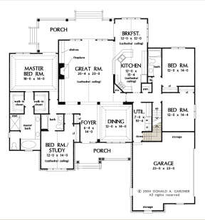 Main Floor w/ Basement Stair Location for House Plan #2865-00159