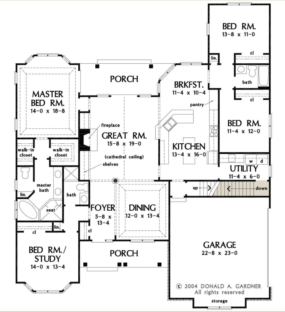 Main Floor w/ Basement Stair Location for House Plan #2865-00160