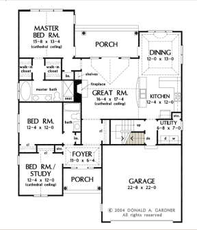 Main Floor w/ Basement Stair Location for House Plan #2865-00161