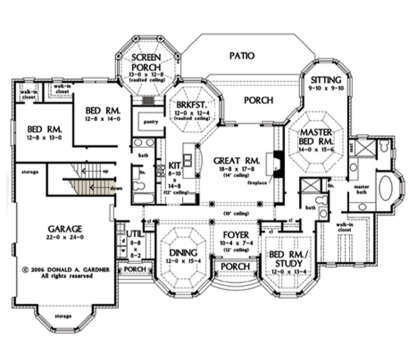 Main Floor w/ Basement Stair Location for House Plan #2865-00162