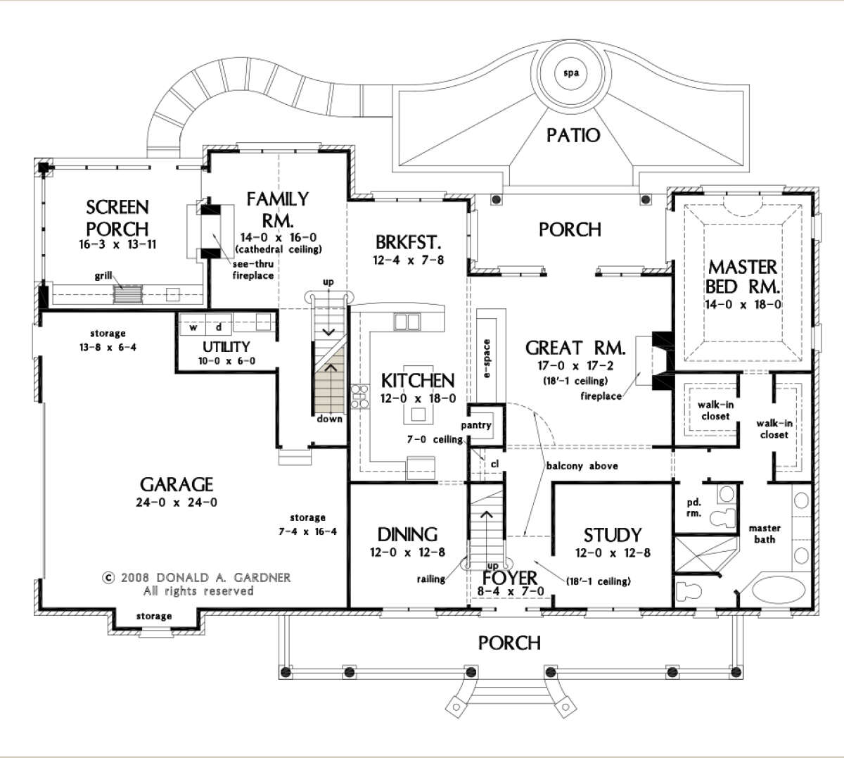 Main Floor w/ Basement Stair Location for House Plan #2865-00163