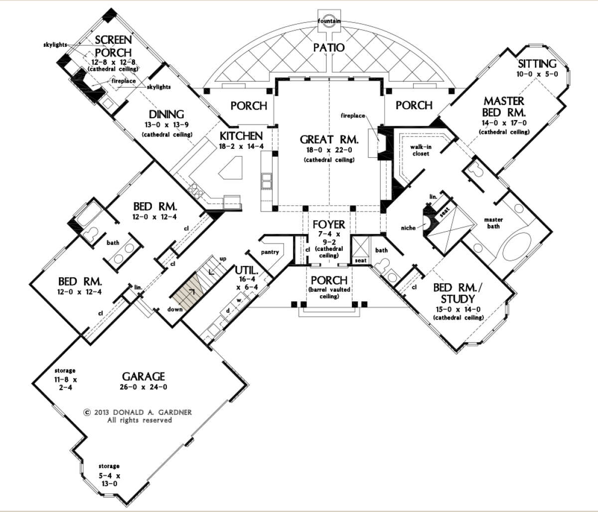 Main Floor w/ Basement Stair Location for House Plan #2865-00166