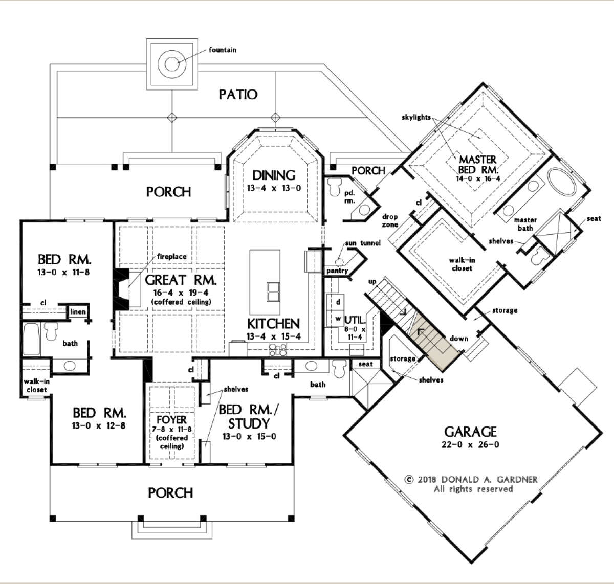Main Floor w/ Basement Stair Location for House Plan #2865-00170