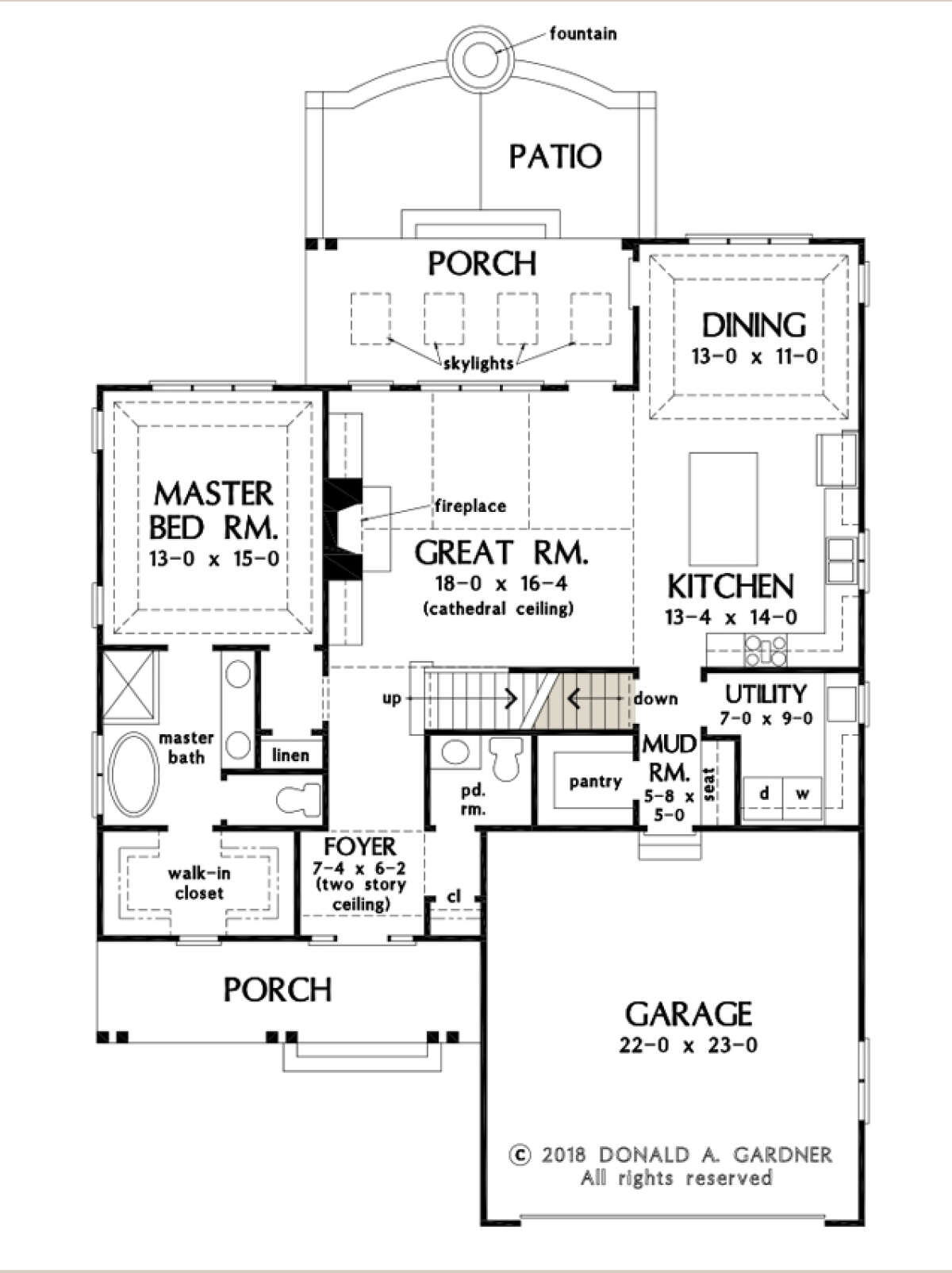 Main Floor w/ Basement Stair Location for House Plan #2865-00171