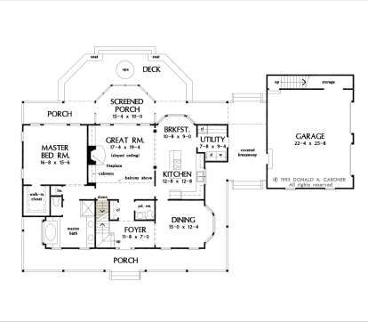 Main Floor w/ Basement Stair Location for House Plan #2865-00175