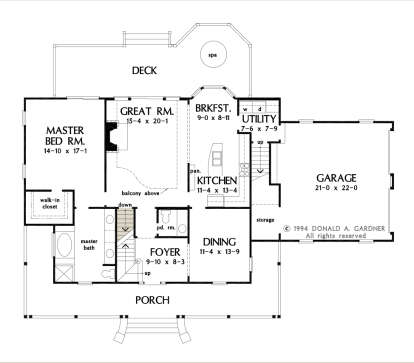 Main Floor w/ Basement Stair Location for House Plan #2865-00176