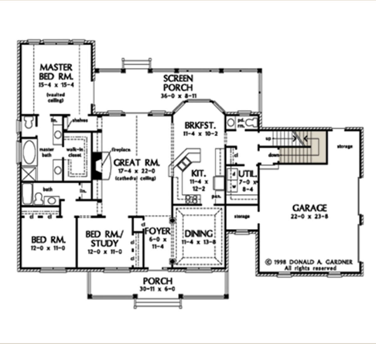 Main Floor w/ Basement Stairs Location for House Plan #2865-00177