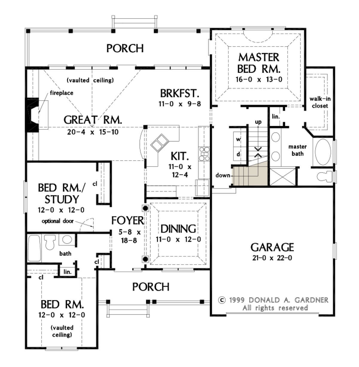 Main Floor w/ Basement Stair Location for House Plan #2865-00178