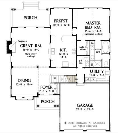 Main Floor w/ Basement Stair Location for House Plan #2865-00179