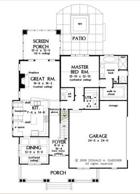 Main Floor w/ Basement Stair Location for House Plan #2865-00181
