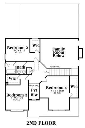 Second Floor for House Plan #009-00011