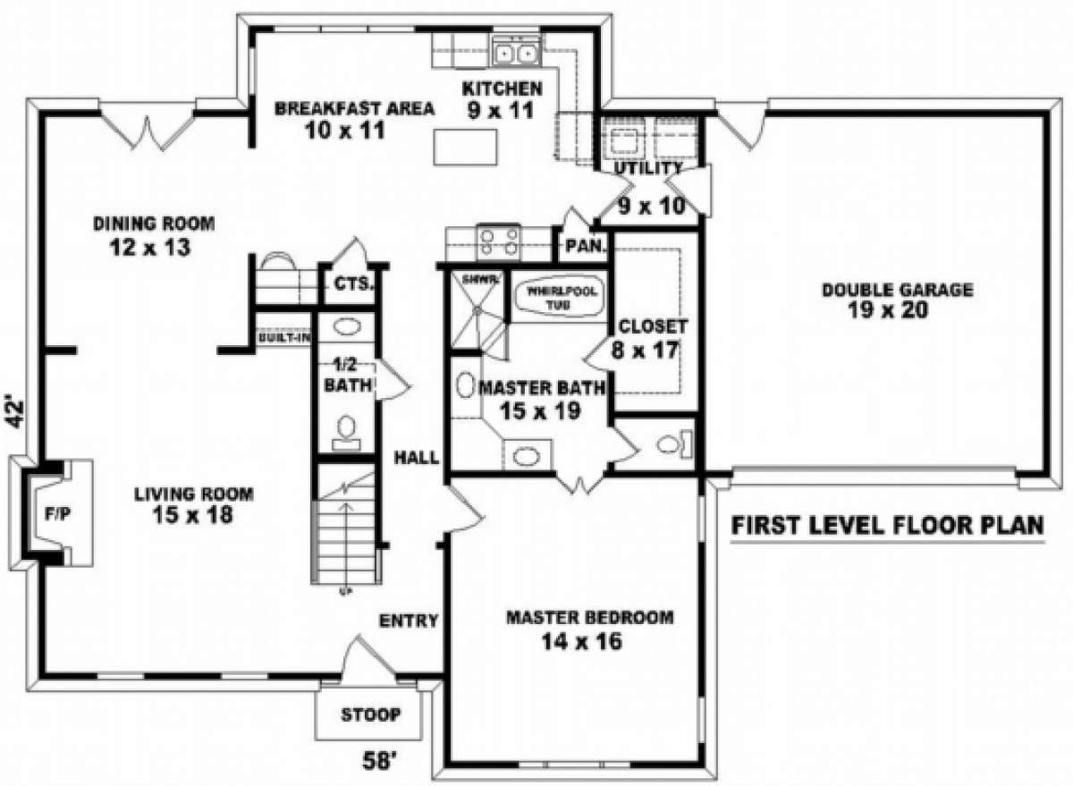 Floorplan 1 for House Plan #053-00379