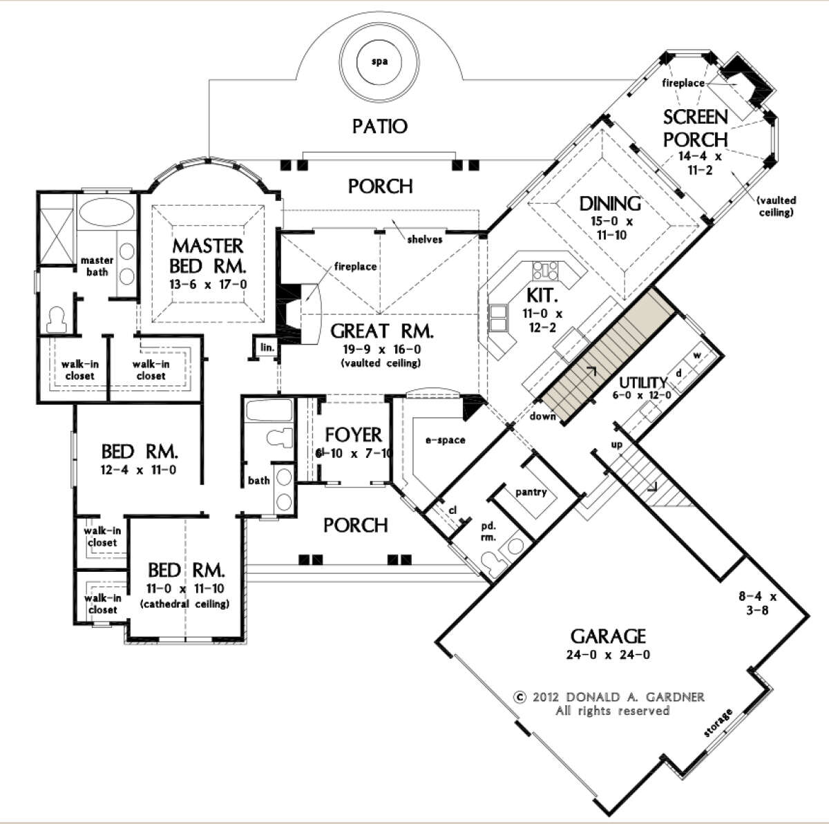 Main Floor w/ Basement Stair Location for House Plan #2865-00182