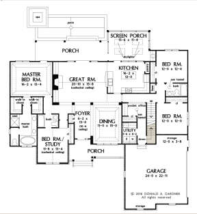 Main Floor w/ Basement Stair Location for House Plan #2865-00183