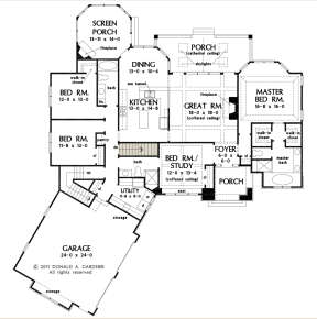 Main Floor w/ Basement Stair Location for House Plan #2865-00184