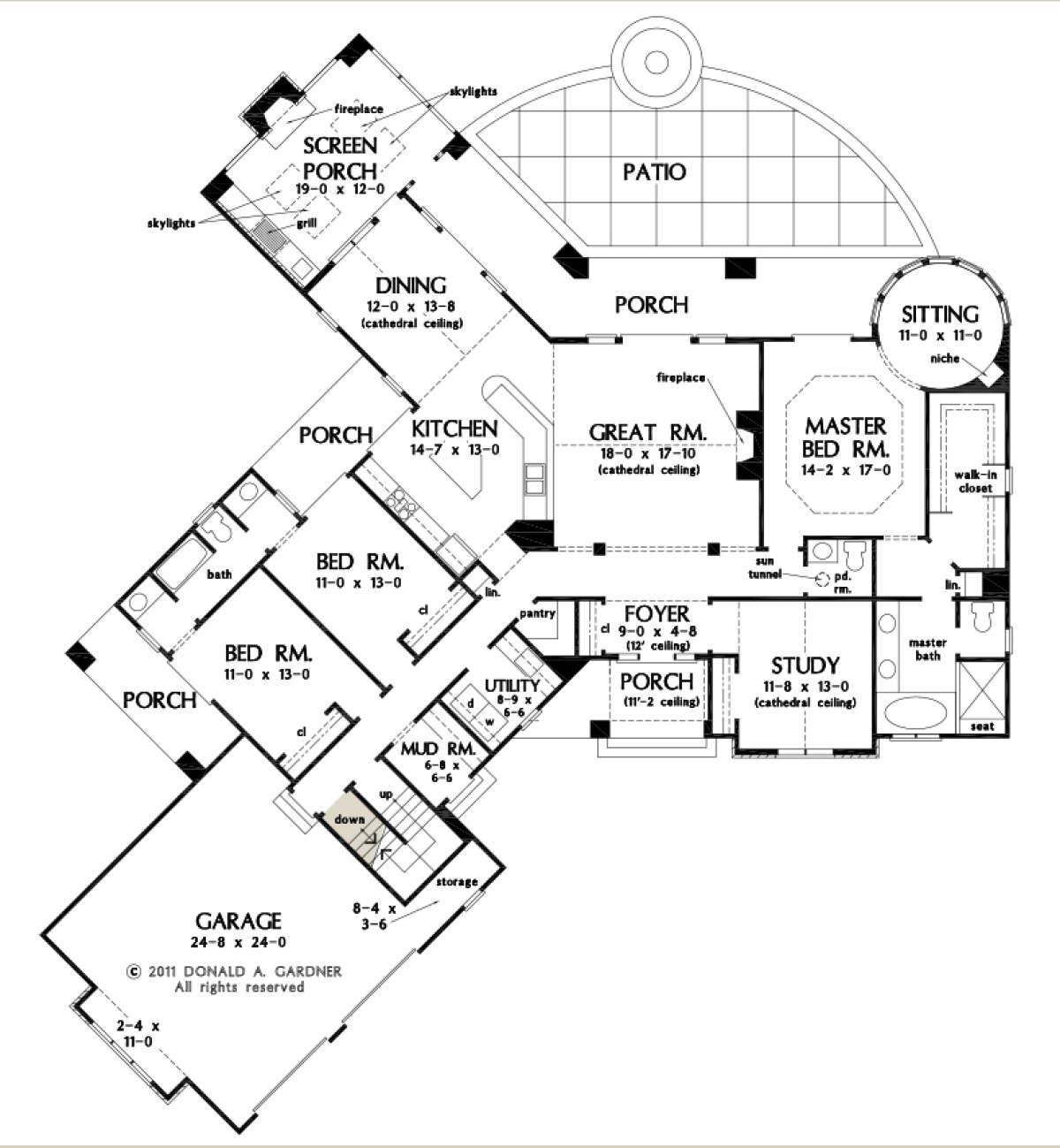Main Floor w/ Basement Stair Location for House Plan #2865-00185