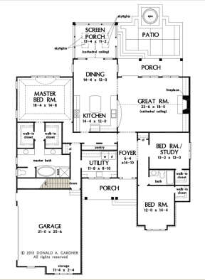 Main Floor w/ Basement Stairs Location for House Plan #2865-00186
