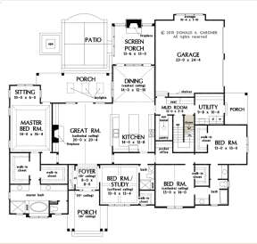Main Floor w/ Basement Stair Location for House Plan #2865-00188