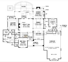Main Floor w/ Basement Stair Location for House Plan #2865-00190