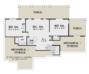 Main Floor w/ Basement Stair Location for House Plan #2865-00191