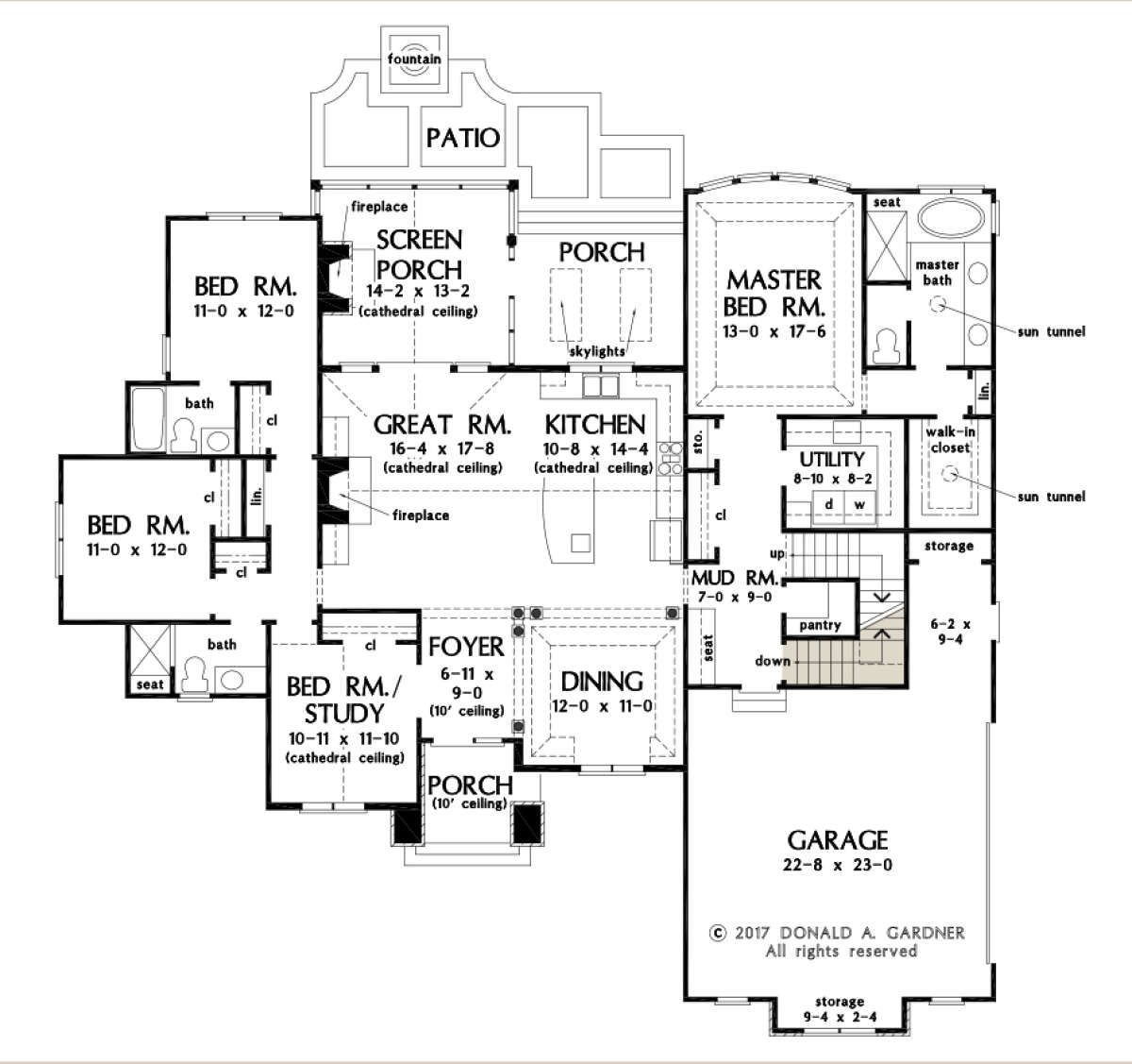 Main Floor w/ Basement Stair Location for House Plan #2865-00193