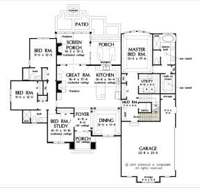 Main Floor w/ Basement Stair Location for House Plan #2865-00193
