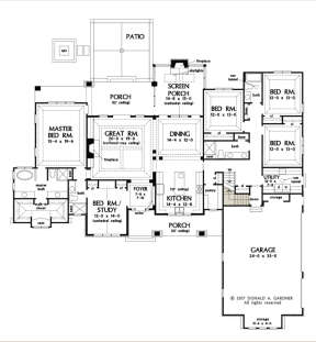 Main Floor w/ Basement Stair Location for House Plan #2865-00194