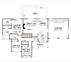 Main Floor w/ Basement Stairs Location for House Plan #2865-00198