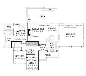 Main Floor w/ Basement Stairs Location for House Plan #2865-00198