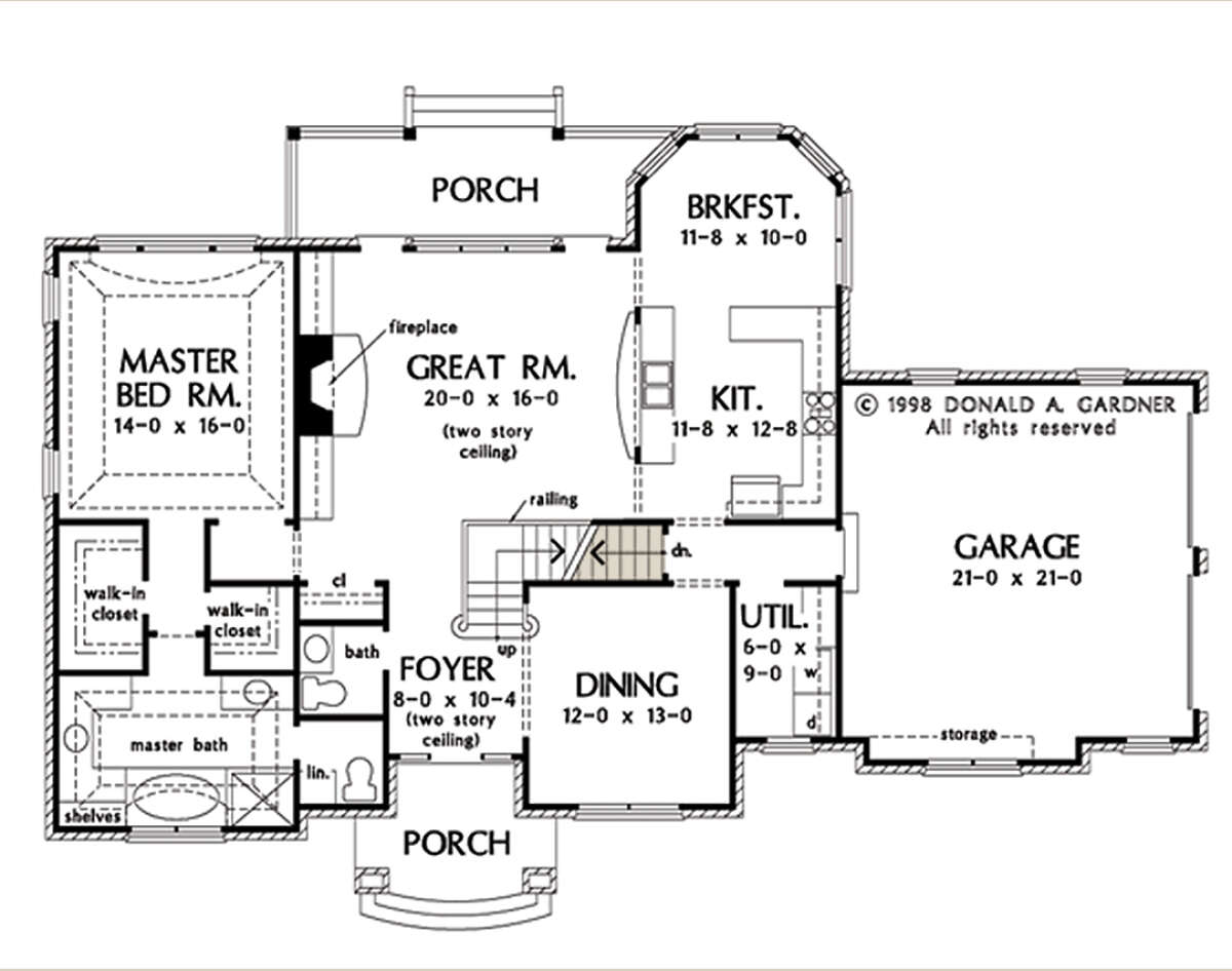 Main Floor w/ Basement Stair Location for House Plan #2865-00199