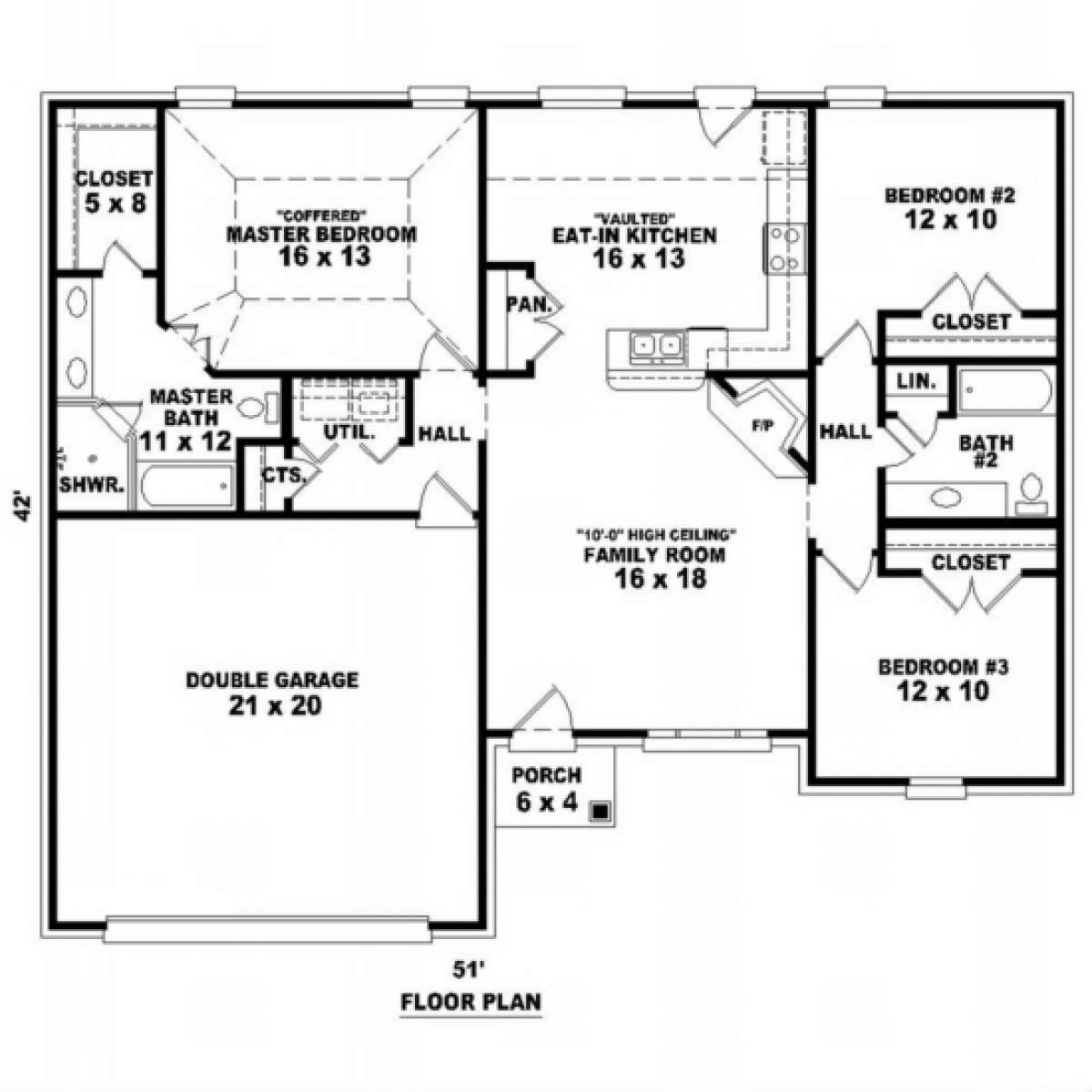 Floorplan 1 for House Plan #053-00381