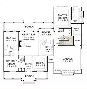 Main Floor w/ Basement Stair Location for House Plan #2865-00202