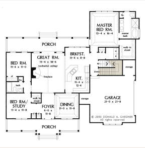 Main Floor w/ Basement Stair Location for House Plan #2865-00202