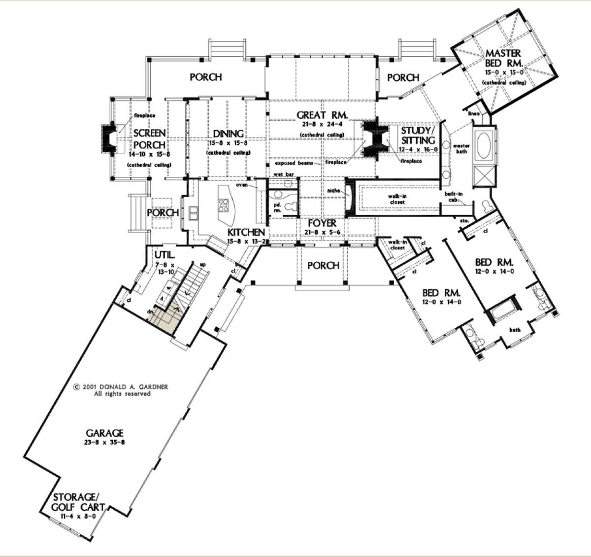 Main Floor w/ Basement Stair Location for House Plan #2865-00203