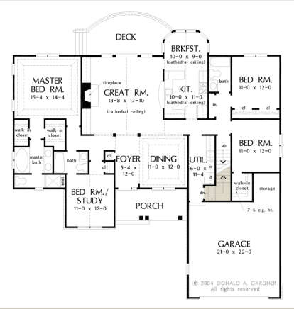 Main Floor w/ Basement Stair Location for House Plan #2865-00204