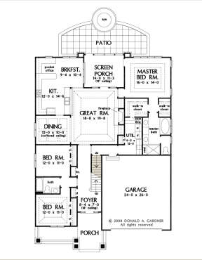 Main Floor w/ Basement Stair Location for House Plan #2865-00208
