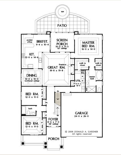 Main Floor w/ Basement Stair Location for House Plan #2865-00208