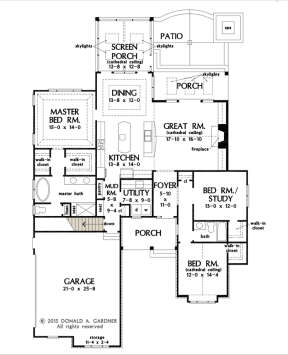 Main Floor w/ Basement Stairs Location for House Plan #2865-00210