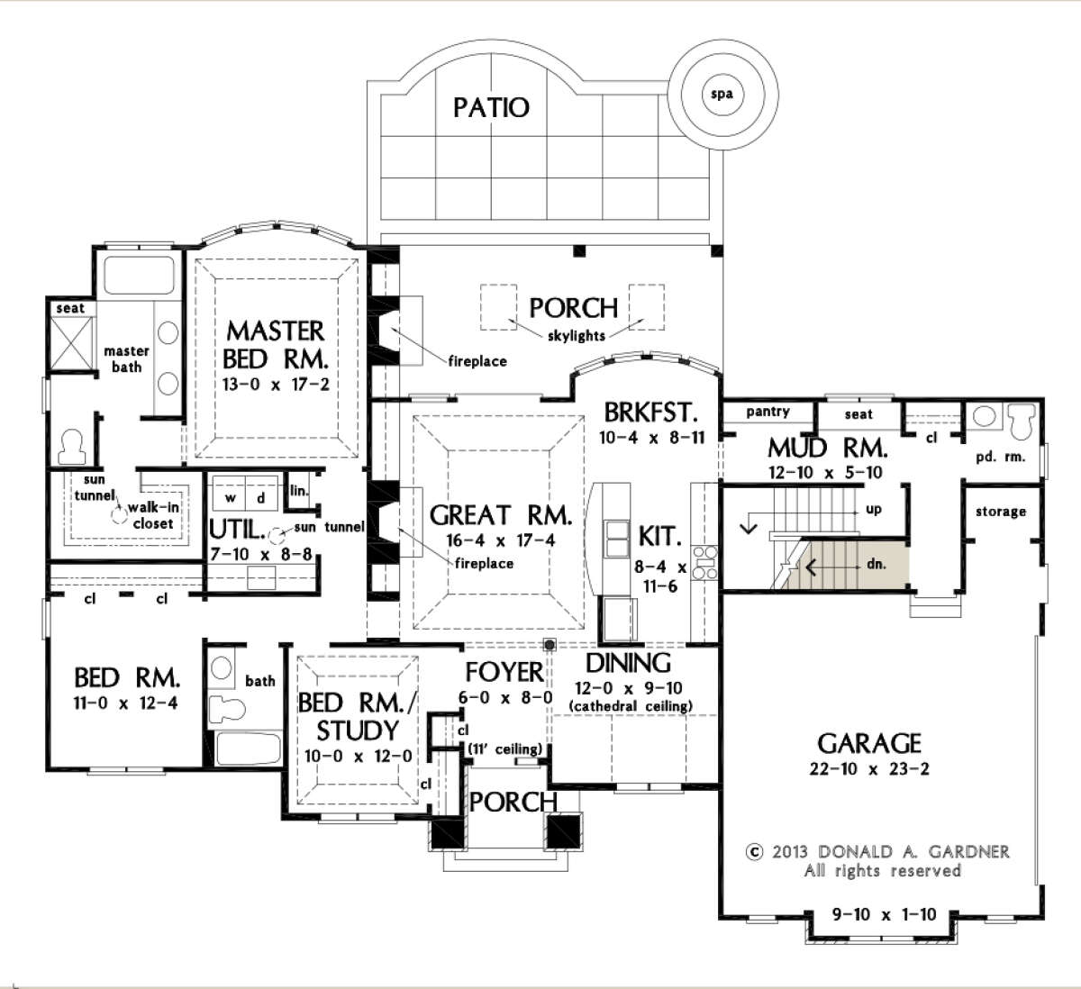 Main Floor w/ Basement Stair Location for House Plan #2865-00211