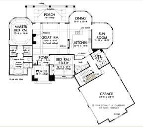 Main Floor w/ Basement Stair Location for House Plan #2865-00212