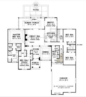Main Floor w/ Basement Stair Location for House Plan #2865-00213