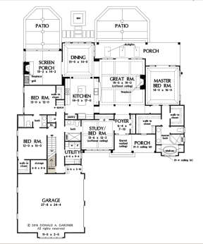 Main Floor w/ Basement Stair Location for House Plan #2865-00214