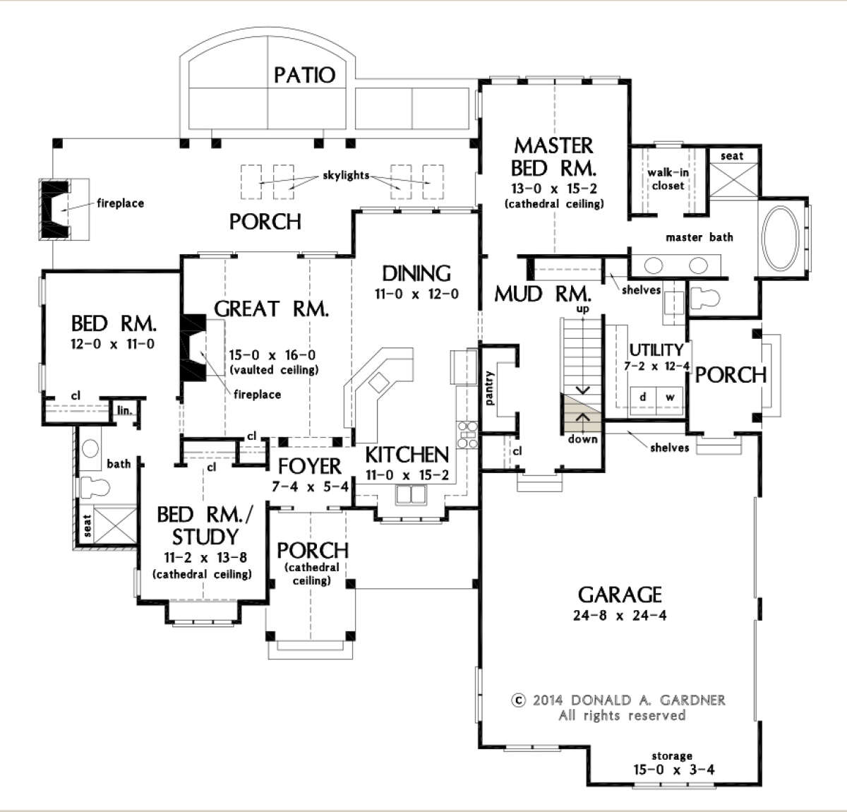 Main Floor w/ Basement Stair Location for House Plan #2865-00215