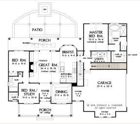 Main Floor w/ Basement Stair Location for House Plan #2865-00218