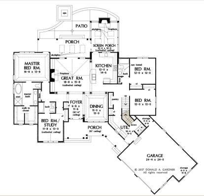 Main Floor w/ Basement Stair Location for House Plan #2865-00219