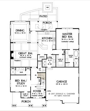 Main Floor w/ Basement Stair Location for House Plan #2865-00220